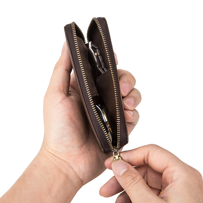 watch pouch leather zipper