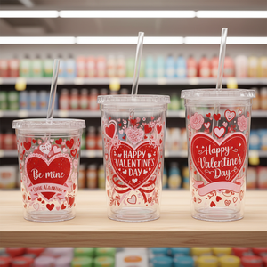 Botella de Agua Reutilizable de Doble Pared con Logotipo Personalizado, 12oz, 16oz, 22oz, Vaso de Plástico Transparente para Jugo y Hielo con Pajita y Tapa, para Promociones - Product Image 3