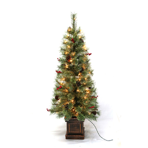 Arbre de pin artificiel extérieur simulé pré-éclairé plante en pot de noël Faux <span class=keywords><strong>arbuste</strong></span> en pot pour la décoration de jardin à la maison - Product Image 5
