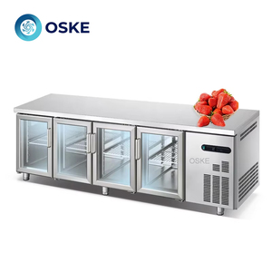 2025 nouveau Style marbre sous le comptoir refroidisseur congélateur en acier inoxydable porte en verre établi <span class=keywords><strong>réfrigérateur</strong></span> avec roue - Product Image 1