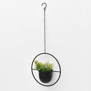 Jardinière suspendue en métal noir boho pour plantes d'intérieur Pot de fleur mural minimaliste du milieu du siècle et support de Pot de <span class=keywords><strong>plante</strong></span> suspendu au <span class=keywords><strong>plafond</strong></span> - Product Image 3