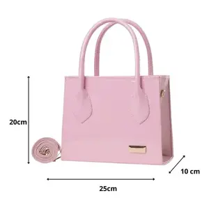 Bolso de Mano Vintage Rosa para Mujer Fana Jena con Cierre de Cremallera, Dos Correas, Decoración de Letras, Logotipo Personalizado, Material de Cuero, Cruzado - Product Image 5