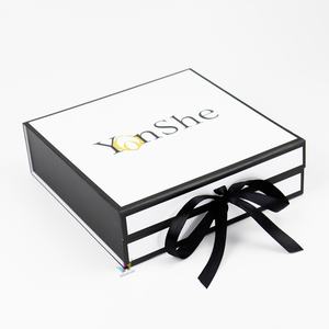 Coffret cadeau Crown Win en tissu noir soyeux à l'intérieur, avec boîte à couvercle magnétique, boîte en papier rigide noire pour cosmétiques, ruban - Product Image 5