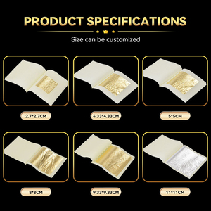 Di alta qualità 9.33*9.33cm commestibile 24K fogli di foglia di oro puro fogli per la cura della pelle gelato Sweetmeat doratura lamina d'oro - Product Image 3