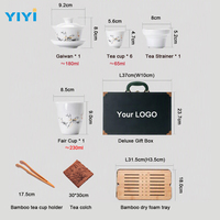 Ensemble de tasses à thé en céramique personnalisées avec logo, tasse à thé Gongfu avec couvercle, passe au micro-ondes et au lave-vaisselle, cadeau d'entreprise pour les clients