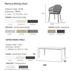 Juego de Muebles de Patio de Lujo para Exteriores, Sillas de Comedor de Cuerda y Mesa, Muebles Comerciales para Hoteles y Restaurantes, Juego de Mesa de Jardín - Product Image 5