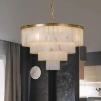 JYLIGHTING Lustre rond moderne de luxe en laiton et albâtre, suspension en marbre pour salon, mariage, installation facile