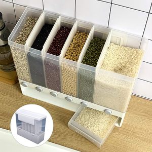 Kitchen <b>Wall</b>-Mounted <b>Double</b> Clear Plastic PP Storage <b>Box</b> Cereal Dispenser Dry Food Whole Grain Rice Bucket Environment-Friendly - Product Image 3