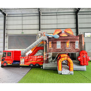 Château plein d'entrain commercial gonflable de videur de camion de pompiers pour des locations de partie d'enfants Parfait pour des locations de partie et des sociétés d'événement. - Product Image 2