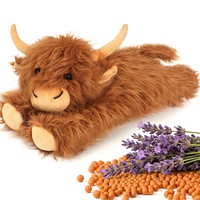 Nouvelle conception de coussin chauffant micro-ondable en forme de vache des Highlands, avec rembourrage en blé, pour apaiser et détendre