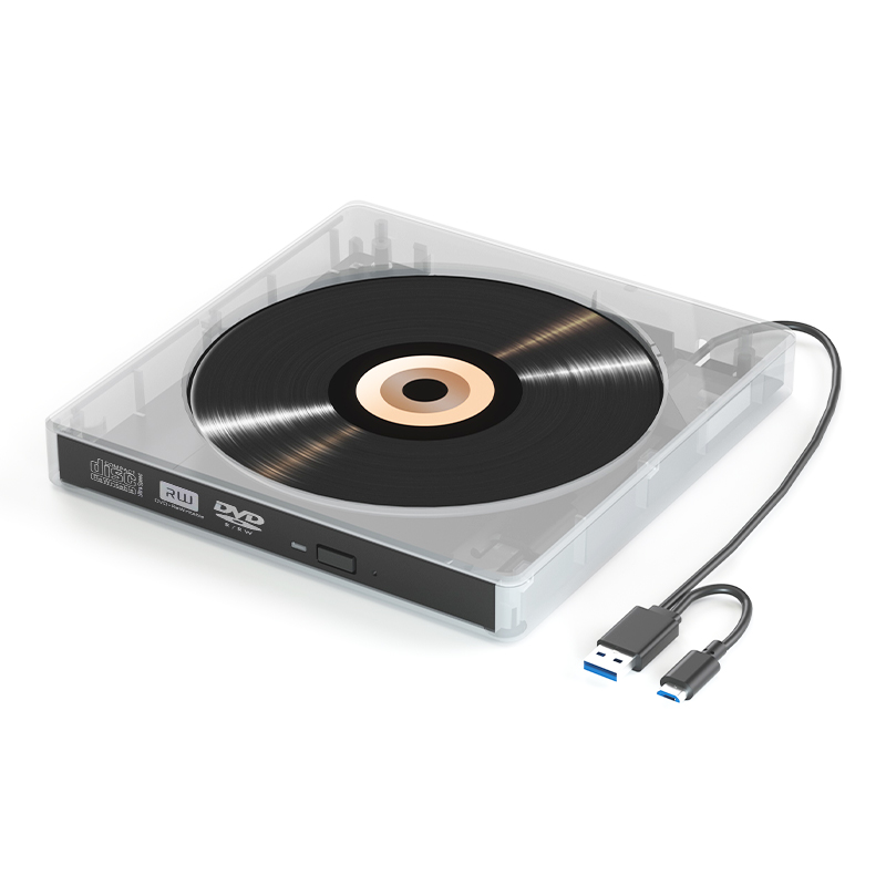 Transparent External DVD RW Burner Type C USB Desktop & Laptop Optical Drive Convenient Portable Optical Drives