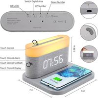 Hot Verkopen Nieuwe Smart Desk Bed 15W Snel Draadloos Opladen 3 In 1 Magnetisch Nachtlampje Wekker Draadloze Opladerlamp