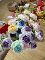 Flores artificiales de ganchillo de hilo para boda girasoles tulipanes rosas ramos de novia amantes de las vacaciones regalos decorativos familiares