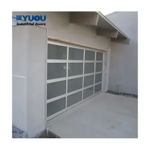 Porte de garage sectionnelle aérienne en aluminium teinté à pleine vue en vente chaude