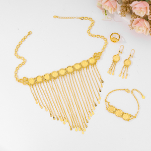 YIYI Islâmico do Oriente Médio Popular Estilo Quatro Peças Banhado A Ouro Conjunto de Jóias Moda Exquisite Wedding & Party Gift das Mulheres - Product Image 3