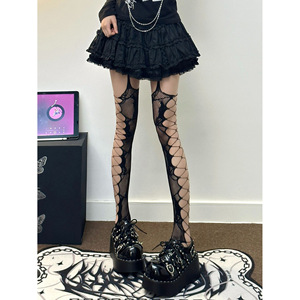 Lady Girl Party Sexy Thin Retro Rose Side Mesh ahuecado mujeres lujo maduro brillante pantimedias encaje transparente fino Stoking - Product Image 5