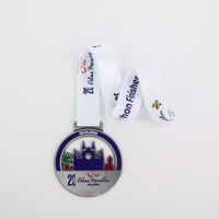 Médailles de marathon personnalisées 3D portables gravées à l'ombre, en alliage de zinc, pour le basketball, le football, avec ruban, trophées et plaques sportives