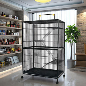 Cage tubulaire de luxe pour petit animal avec roulettes de relocalisation et clapier à lapins à plusieurs niveaux - Product Image 2
