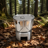 Kit de camping individuel léger en aluminium pour barbecue extérieur, style militaire, avec porte-gobelet et gourde, pour usage en terre ferme