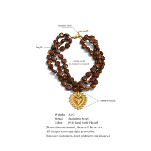 XY kalung liontin hati baja tahan karat, perhiasan rantai buatan tangan manik-manik akrilik berlapis baru musim gugur musim dingin 3090 - Product Image 6