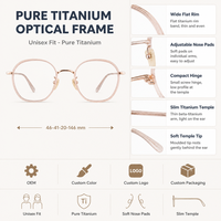 Monture de lunettes en titane hypoallergénique, respectueuse de la peau, lunettes de prescription, lunettes anti-lumière bleue.