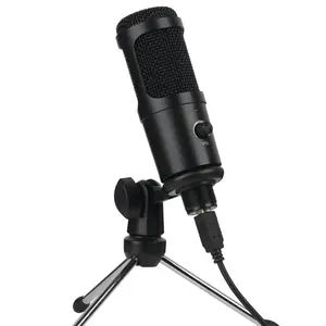 Micrófono USB de Metal para estudio, micrófono de escritorio para grabación de Podcasting Vlog, juego de micrófono de condensador de vídeo con soporte
