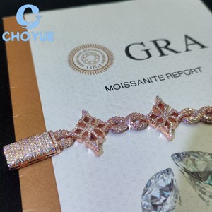 New Arrival 925 Sterling <b>Silver</b> Moissanite Cuban Link Bracelet Cross Bracelet Iced Out Jewelry <b>Men</b> Women Pass Diamond Test - Product Image 2