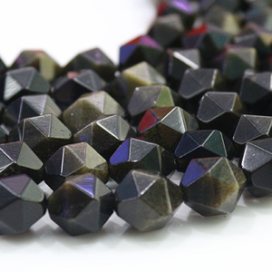 Perle di <span class=keywords><strong>Ossidiana</strong></span> Dorata Naturale Sfaccettate all'Ingrosso per Creazione di <span class=keywords><strong>Gioielli</strong></span>, Perle con Taglio a Diamante - Product Image 4