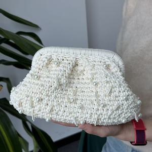 Sac à main de luxe fait main style perle pour <span class=keywords><strong>femme</strong></span>, pochette de soirée de mariage, sacs au crochet pour <span class=keywords><strong>femme</strong></span> - Product Image 4