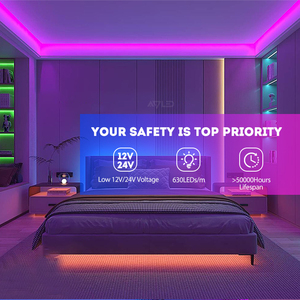 Iluminación Inteligente DIY, Tira de LED COB RGBIC de 12 mm, 630 LED/M, Alta Densidad, Fácil de Instalar para Decoración de Habitaciones - Product Image 5