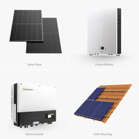 Système solaire à alimentation hybride 40kw 25kw 20kw 15kw 30kw Kit solaire triphasé avec onduleur hybride Growatt/Deye/Goodwe