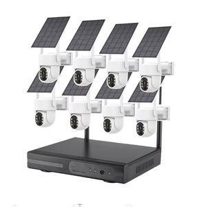 4 canaux 4MP IP66 360° °   Kit de caméra CCTV PTZ à vision nocturne sans fil, alimenté par énergie solaire, avec audio bidirectionnel et <span class=keywords><strong>NVR</strong></span>, personnalisable OEM - Product Image 1