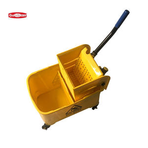 Chariot essoreur multifonctionnel jaune en plastique anti-fuite, écologique, capacité 30L+, outil de nettoyage et d'assainissement pour le personnel d'entretien - Product Image 5