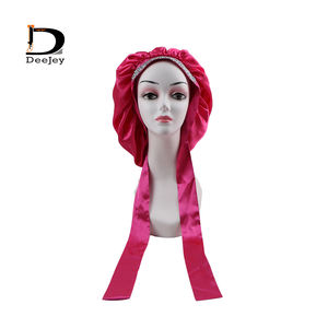 Bonnet en satin réglable avec impression <span class=keywords><strong>de</strong></span> logo personnalisé avec bande à nouer en strass - Product Image 2