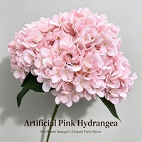 Hydrangea artificielle en soie à 5 têtes, toucher réel, décoration de table pour la maison et les mariages