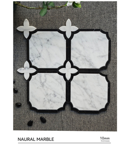 현대 화이트 블랙 꽃 럭셔리 워터젯 컷 돌 대리석 타일 방 쪽모이 세공을위한 창조적 인 불규칙한 예술적 바닥 모자이크 - Product Image 4