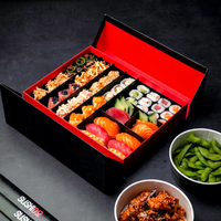 Vente directe, prix raisonnable, boîte à sushi, boîte à sushi en papier noir personnalisée, emballage à emporter, boîte de luxe pour la livraison de sushi, gastronomie