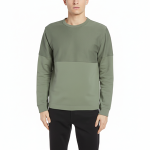 Sudadera informal verde para hombre, jersey de cuello redondo de manga larga de Color sólido, algodón suave, cómodo, elegante, moda de invierno y otoño - Product Image 1