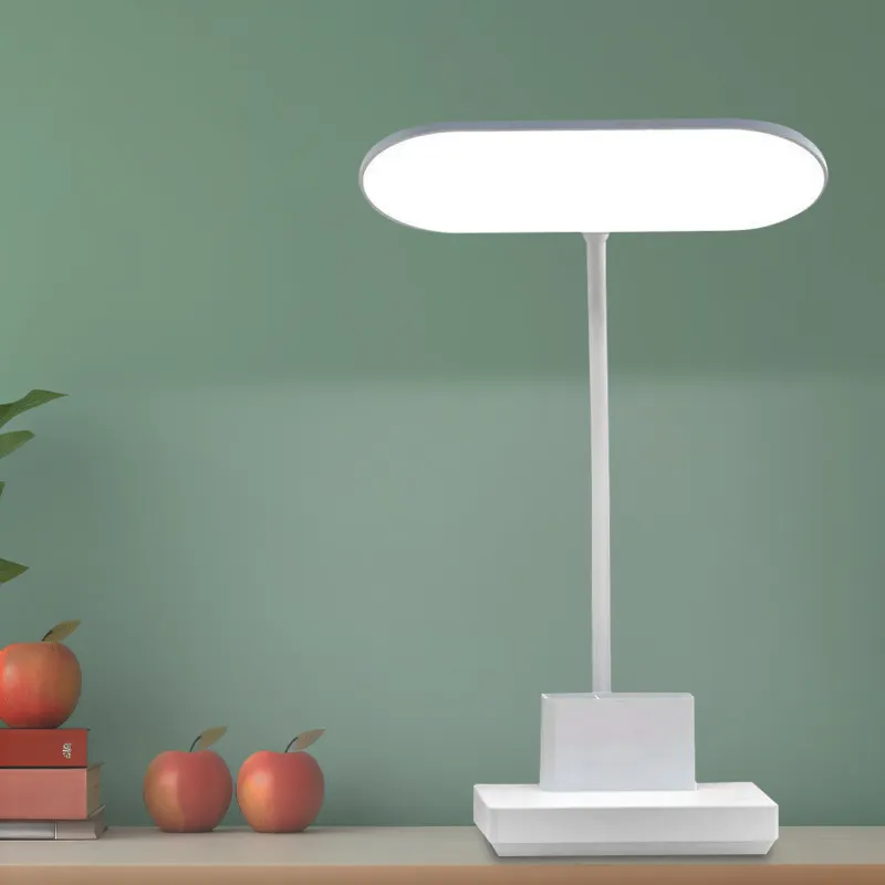 Modern pil işletilen kalemlik beyaz masa ışığı lamba ayarlanabilir Gooseneck LED küçük masa lambası ev ofis yatak odası için
