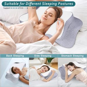 <span class=keywords><strong>2025</strong></span> <span class=keywords><strong>New</strong></span> Chỉnh Hình Mất Ngủ Đường Viền Mặc Bướm Thoáng Khí Y Tế Điều Trị Ergonomic Bộ Nhớ Bọt Cổ Gối Đệm - Product Image 2