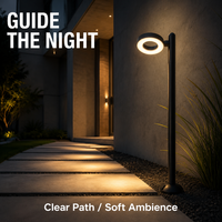 Lampadaire LED Moderne à Tête Annulaire 24W, Faible Éblouissement, pour Jardin, Aménagement Paysager Extérieur, Pelouse, Villa, Parc, Allée, Cour