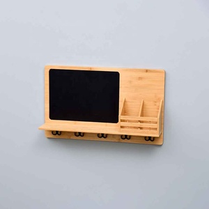 Pizarra Rectangular Multifuncional de Bambú <span class=keywords><strong>para</strong></span> Montar en la Pared con Ganchos <span class=keywords><strong>para</strong></span> <span class=keywords><strong>Llaves</strong></span> y Estante de Almacenamiento de Tela <span class=keywords><strong>para</strong></span> Sala de Estar o Entrada - Product Image 2