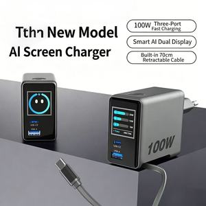 100W Charger GAN Smart Display Type-C Multi-port Fast Charging EU Plug Compatible with Mobile Phones Laptops and Power <strong>Adapters</strong> - Product Image 2