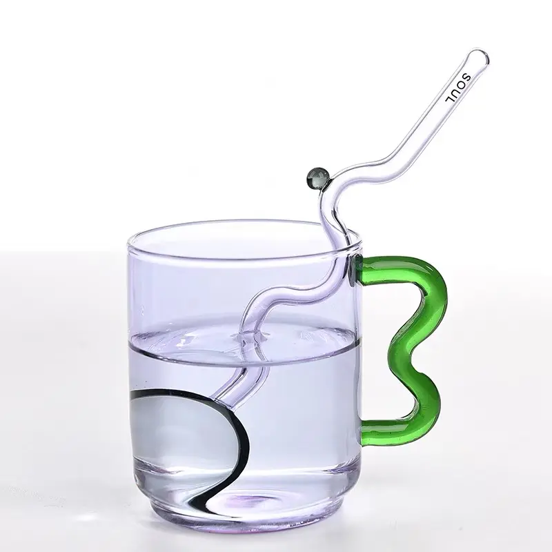 Tasse à eau en verre Borosilicate coloré avec poignée créative en forme d'oreille, tasse à lait pour le café et le petit déjeuner