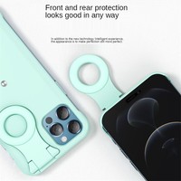 Étui de téléphone avec lumière selfie LED pour téléphone, lumière annulaire clignotante à l'avant pour iPhone 11 12 Pro Max