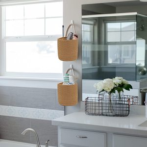 2pc Jute Hanging Basket Small woven Basket Cotton Rope Wall Hanging Storage Decor Jute Basket