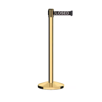 Séparateur de file d'attente rétractable personnalisable en acier inoxydable pour aéroport, avec support doré