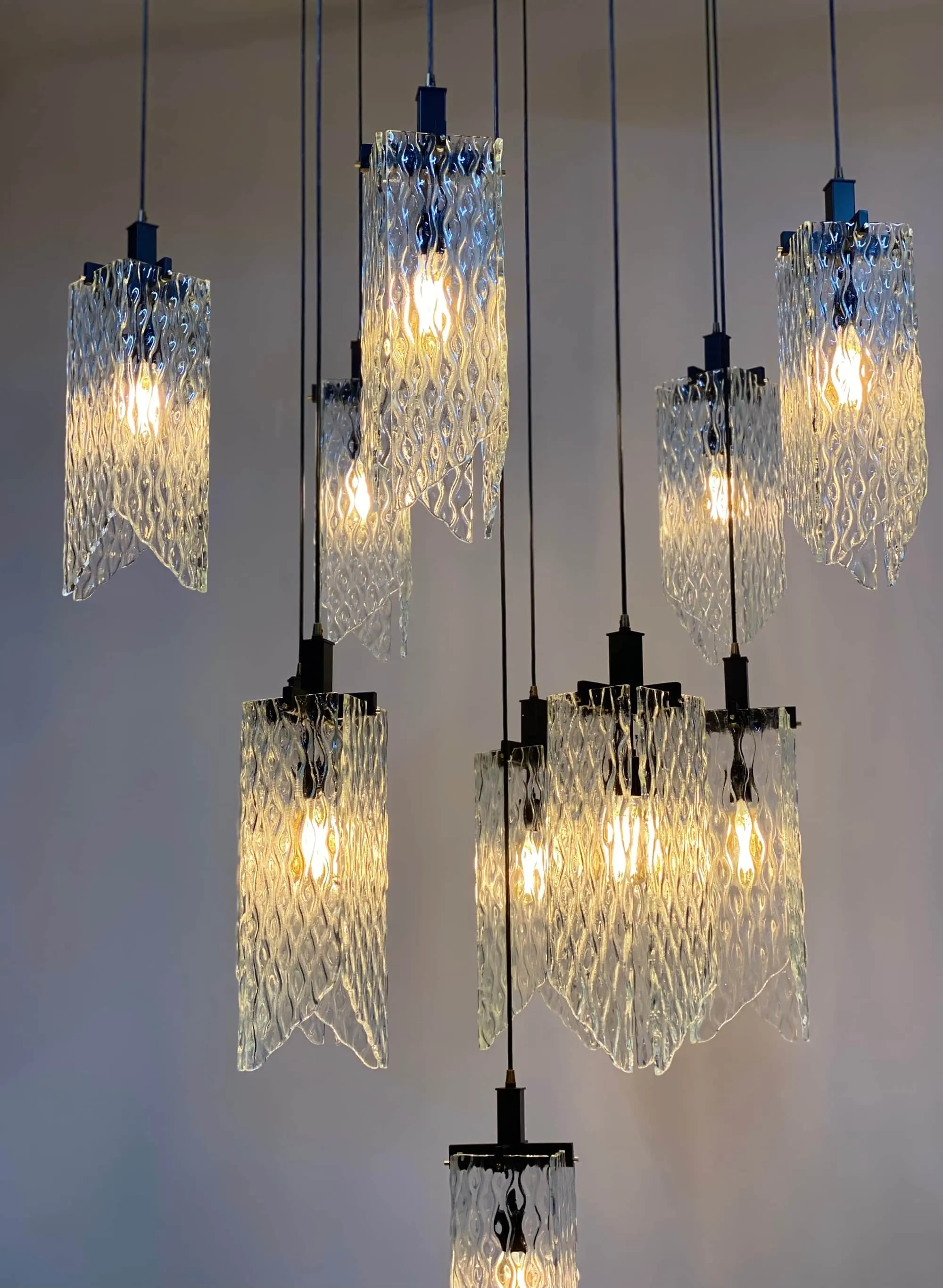 Modern Rain Drop Chandelier Luxury Dark Bronze Glass Drops Pendant Hanging Lights Living Room Dining Room Lamp
