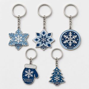 Fabricant sur mesure de porte-clés de haute qualité, modèle flocon de neige, chaînes, décorations festives d'hiver, souvenirs, porte-clés - Product Image 1