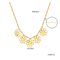 Collar de Acero Inoxidable con Flor de Margarita Dorada, Esmalte en Racimo, Cadena Azul Lavanda y Blanca, Joyería para Mujer, Venta al por Mayor, OEM Personalizado